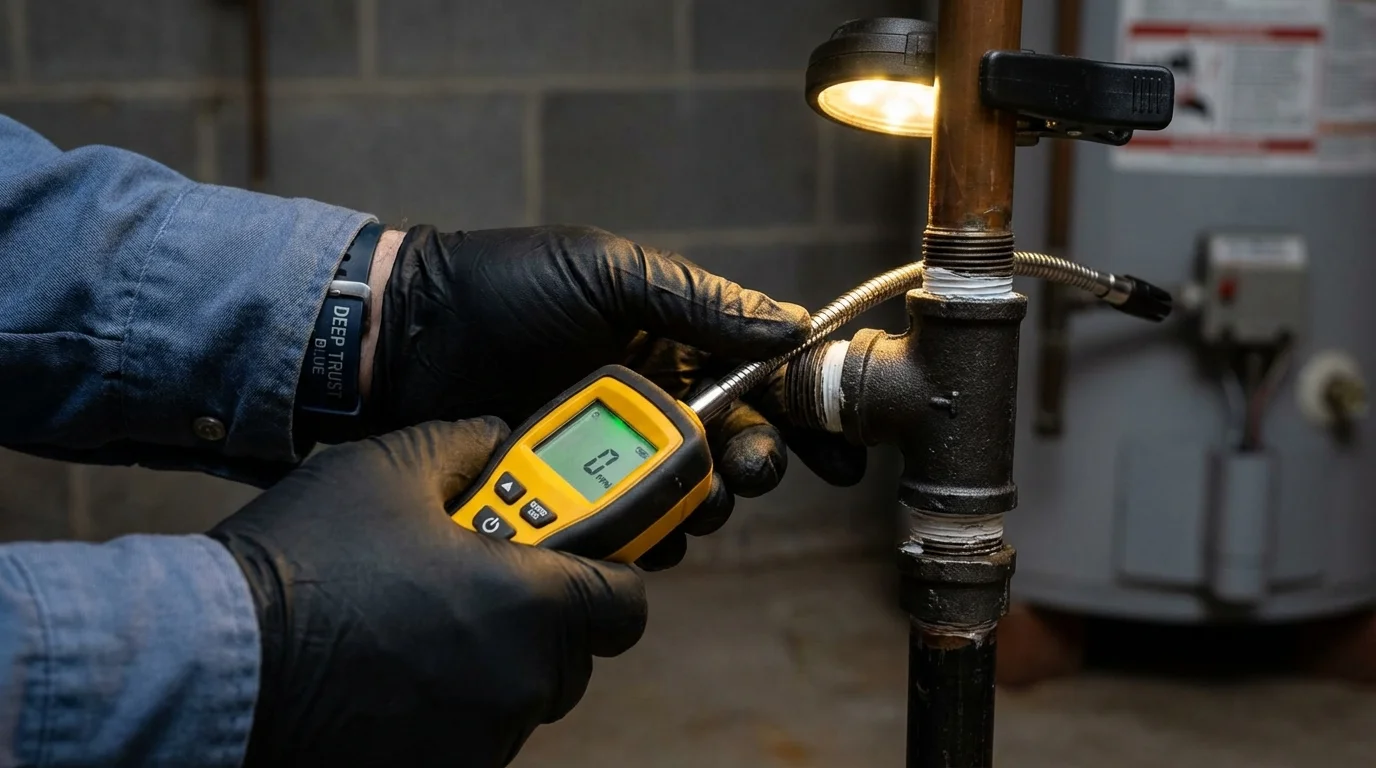 Gas leak detection with electronic sniffer by Johns Plumbing LLC in Vardaman